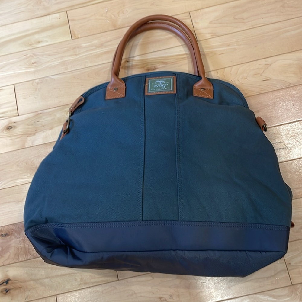 Bass Tamarack grey fold over canvas adjustable crossbody overnight/computer bag
